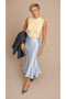 Ice Blue Satin Midi Skirt - 3