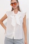 Women's Collared Sleeveless Shirt 40038 - White - 2
