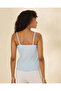 Women Blue Lace Embellished Vest - 3