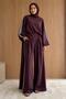 Women's Burgundy Striped Detailed Oversized Tunic Pants Double Hijab Set Nms102