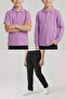 Boys' School Lilac Long and Short Sleeve Polo Collar T-Shirt Black Ribbed Waist Pants 3-Piece Top and Bottom Set