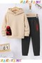 Yandan Ninja Printed Winter Children's Hooded Cotton Insulated Tracksuit Set (Bottom Tracksuit with Pockets)