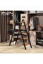 سلم قابل للطي برو 7 بـ 3 درجات ودواسات عريضة مضادة للانزلاق، سلم موفر للمساحة بهيكل قضيب دعم وأرجل خ - 5