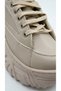 Beige Lace-Up High Sole Skin Casual Women's Sneaker Sports Shoes - 4