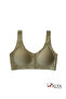 Women's Front Button Bra with Thick Straps and Ultra Comfortable Molded Laser Cut Invisible Bras - Khaki O8816 My Love - 2