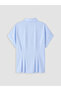 Blue Plus Size Poplin Women's Pleated Shirt - 2