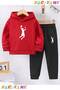 New Simaç Printed Winter Children's Hooded Cotton Insulated Tracksuit Set (Bottom Tracksuit with Pockets)