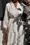 Ecru Long Sleeved Belted Festive Dress Rob39691 - 4
