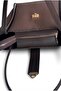 Women's Bitter Brown Zippered Suede Shoulder Bag and Inner Makeup Bag Set - 2-Piece Set with Lock Detail - 7