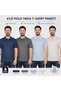 Men's Dad Combed Cotton Collared Pocketed Oxford Fabric Cotton T-Shirt Classic Cut 4-Piece Colorful Economic Package
