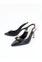 Women's Genuine Leather Classic Heeled Shoes Black - 4