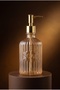 Glassy Decorative Glass Soap Dispenser – Vintage Striped Liquid Soap and Detergent Dispenser with Gold Pump - 21.5 cm X 8 cm - 500 ml - 8