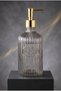 Glassy Decorative Glass Soap Dispenser – Vintage Striped Liquid Soap and Detergent Dispenser with Gold Pump - 21.5 cm X 8 cm - 500 ml - 5