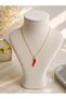 Red Pepper Figured Women's Necklace – Gold Color Minimal Luck and Energy Necklace - 2