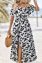 Women's Madonna Collar Elasticated Chest Slit Long Patterned Single Jersey Dress - 55286-S/M - 2