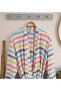 100% Cotton Unisex Colorful Striped Peshtamal Bathrobe with Pockets - 4