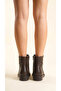 Low Heel Zippered Short Women's Boots with Double Gold Button Detail - 4