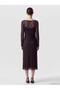 Brown Crew Neck Lace Dress - 4