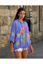 Italian Raw Linen Hooded Floral Patterned Women's Jacket – Oversize Zippered Summer Jacket - 2