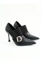 Women's Genuine Leather Classic Heeled Shoes Black