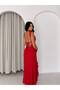 Women's Slit Detail Backless Long Lace Dress - 2