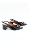Women's Genuine Leather Classic Heeled Shoes Black Patent Leather - 2