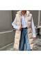 Women's Beige Stand-Up Collar Long Puffer Vest with Elastic Waistband - 7