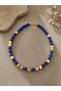 Hematite Necklace, Natural Stone Necklace, Navy Blue Necklace, Beaded Necklace, Gold Detail Necklace, Women's Necklace, Designer Necklace, Geometric Necklace, Stylish Necklace, Everyday Necklace, Handmade Necklace. - 2