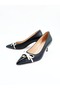 Women's Genuine Leather Classic Heeled Shoes Black - 4