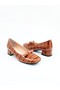 Women's Genuine Leather Classic Heeled Shoes Tan - 3