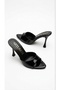 Artı-Artı02-0535 Women's Daily Black Patent Leather Heeled Slippers - 6