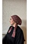 Pink Square Pattern Bamboo Scarf Bonnet - 2