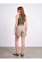 72764 100% Linen Belted Shorts-Light Beige - 3