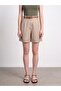 72764 100% Linen Belted Shorts-Light Beige - 4
