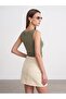 31589 Gathered Boat Neck Top-Khaki - 2