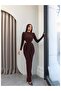 Waist-Shaped Padded Long-Sleeved Dress - 4