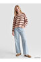 Pink Striped Oversize Women's Knitwear Sweater - 2