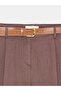 72764 100% Linen Belted Shorts-Brown - 7