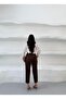 Women's Bitter Brown Crepe Double Button High Waist Carrot Pants Frv0224 - 6