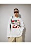 White Holiday Printed Long Sleeve T-Shirt Suitable for Hijab - 2