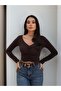 Gathered Front V-Neck Long Sleeve Blouse