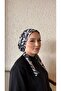 Gray Black Branch Pattern Bamboo Scarf Bonnet - 3