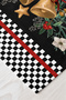 Christmas Bell and Flower Motif Checkerboard Pattern 40X140Cm Digital Printed Runner Decorative Table Runner - 4