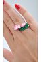 Flower Design Enamel Adjustable Ring - 3