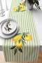 Green Striped Mediterranean Style 40X140Cm Digital Printed Runner Decorative Table Runner with Lemon and Leaf Figures - 2
