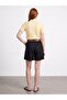 72764 100% Linen Belted Shorts-Black - 2
