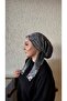 Anthracite Ethnic Pattern Bamboo Scarf Bonnet - 2