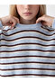 Blue Striped Oversize Women's Knitwear Sweater - 3