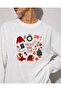 White Holiday Printed Long Sleeve T-Shirt Suitable for Hijab - 3