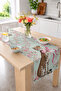 Pink Ribbon Cheetah Figured Floral Branch Patterned 40X140Cm Digital Printed Runner Decorative Table Runner